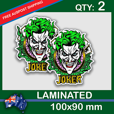 JOKER, QTY 2, DECAL STICKER (LAMINATED) Die Cut for Car ,Ute, Caravan, 4x4