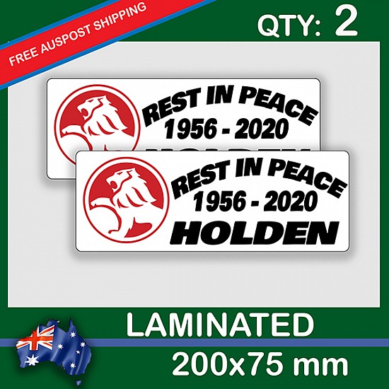 RIP HOLDEN, QTY 2, DECAL STICKER (LAMINATED) Die Cut for Car ,Ute, Caravan, 4x4